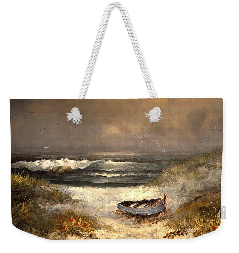 Seascape Weekender Tote Bag featuring the painting After The Storm Passed by Sandi OReilly