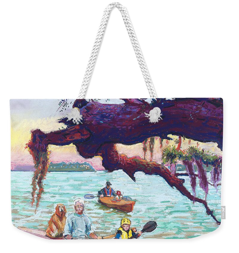 Live Oak Weekender Tote Bag featuring the painting Afternoon Kayak by David Randall