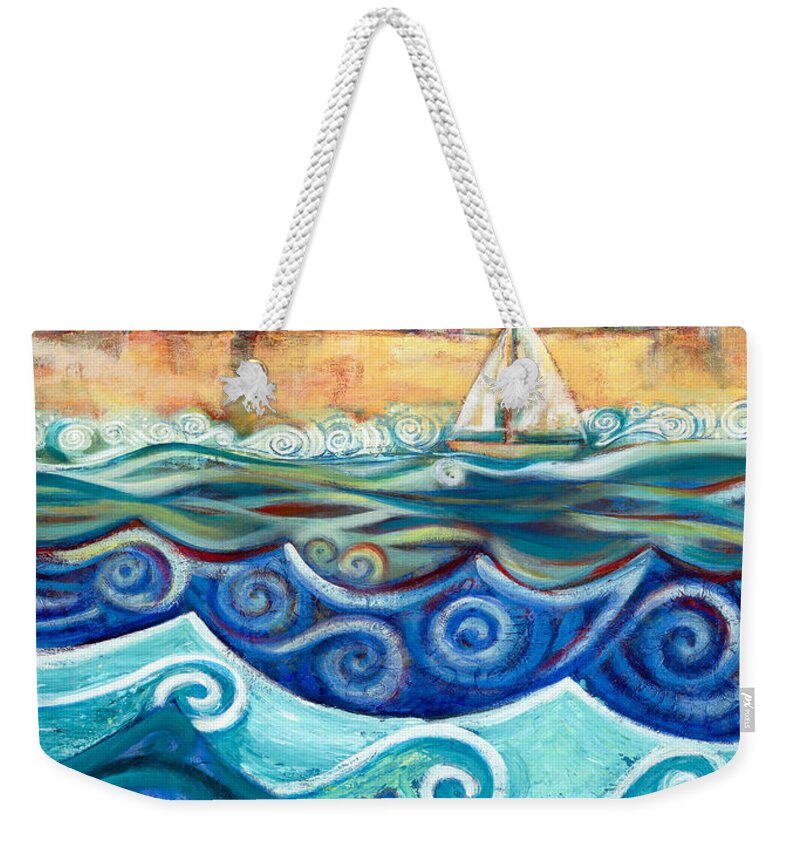 Jen Norton Weekender Tote Bag featuring the painting Afternoon Sail by Jen Norton