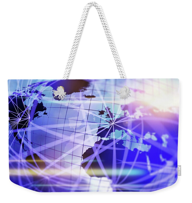 Motion Weekender Tote Bag featuring the digital art Airlines Between Continents by Maciej Frolow