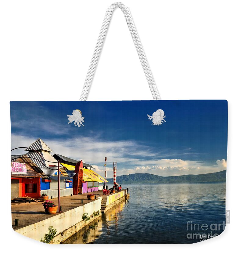 Ajijic Weekender Tote Bag featuring the photograph Ajijic Pier - Lake Chapala - Mexico by David Perry Lawrence