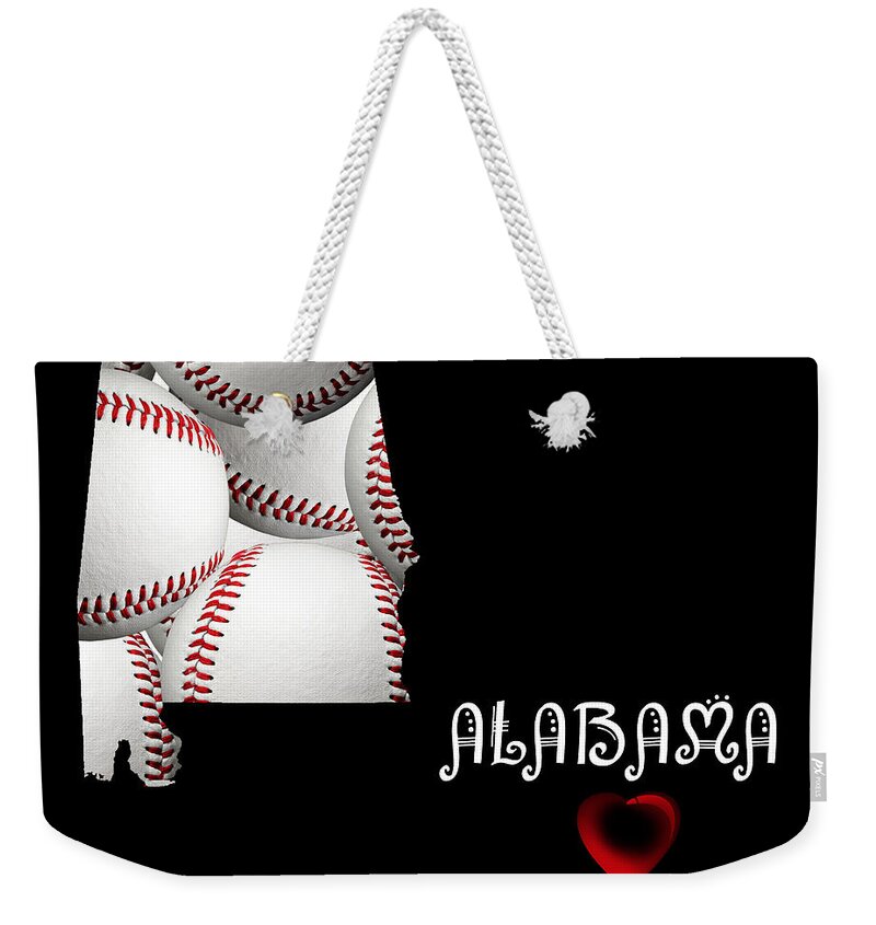 Andee Design Weekender Tote Bag featuring the digital art Alabama Loves Baseball by Andee Design
