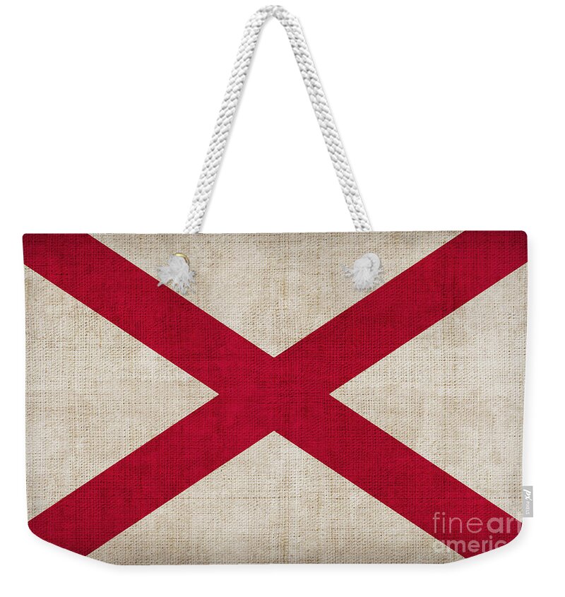 Alabama Weekender Tote Bag featuring the painting Alabama State flag by Pixel Chimp