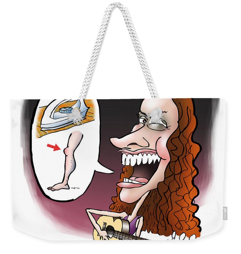 Cartoon Weekender Tote Bag featuring the digital art Alanis Morissette by Mark Armstrong