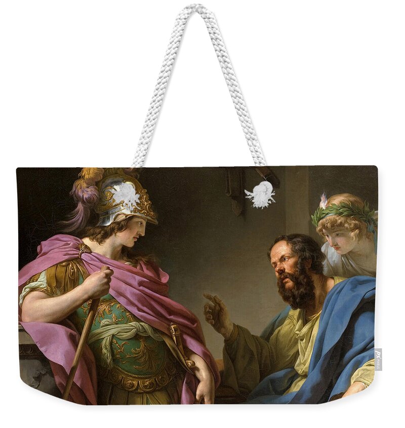 Francois-andre Vincent Weekender Tote Bag featuring the painting Alcibades being taught by Socrates by Francois-Andre Vincent