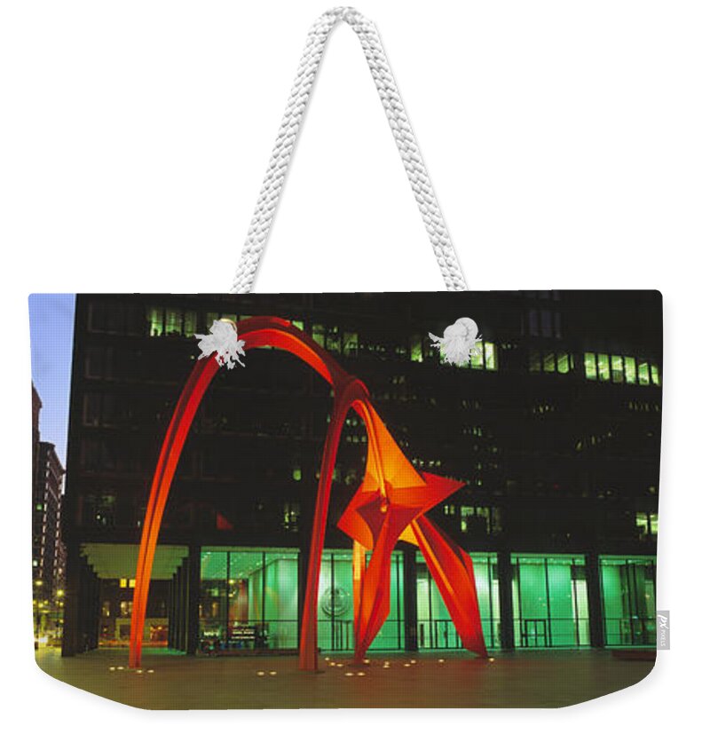 Photography Weekender Tote Bag featuring the photograph Alexander Calder Flamingo, Chicago by Panoramic Images
