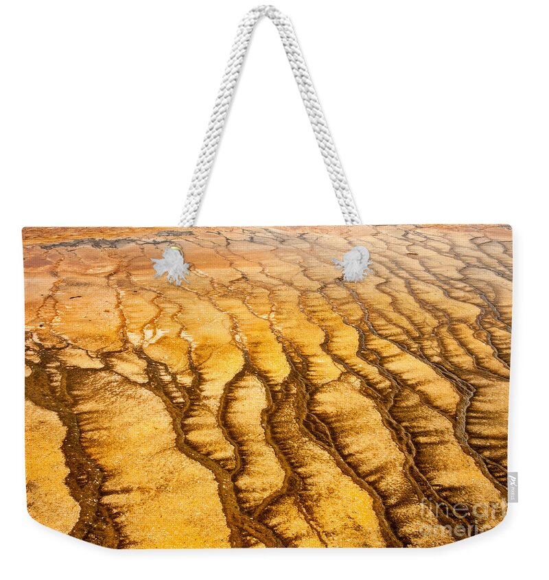 Algae Patterns Weekender Tote Bag featuring the photograph Algae Patterns at the Grand Prismatic Spring in Midway Geyser Basin by Fred Stearns