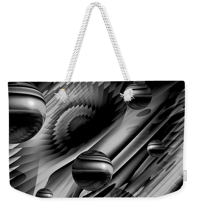 Alignment Of The Planets Weekender Tote Bag featuring the digital art Alignment of the planets BW by Barbara St Jean
