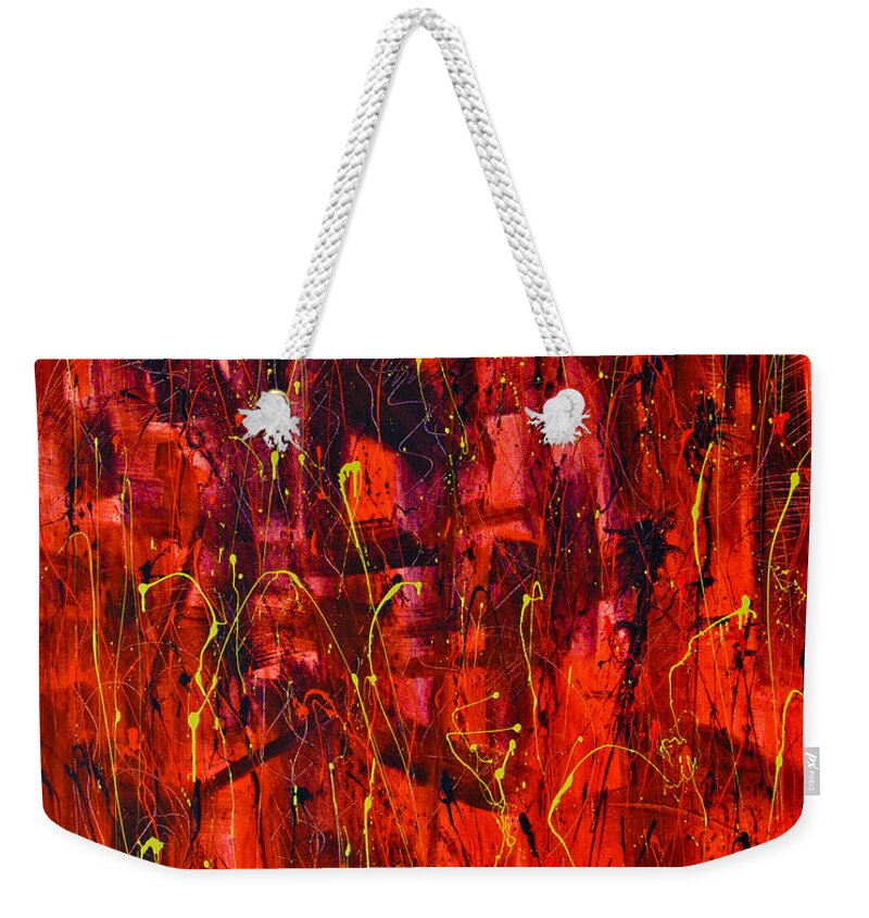 Red Weekender Tote Bag featuring the painting It's All about Red by Maxim Komissarchik