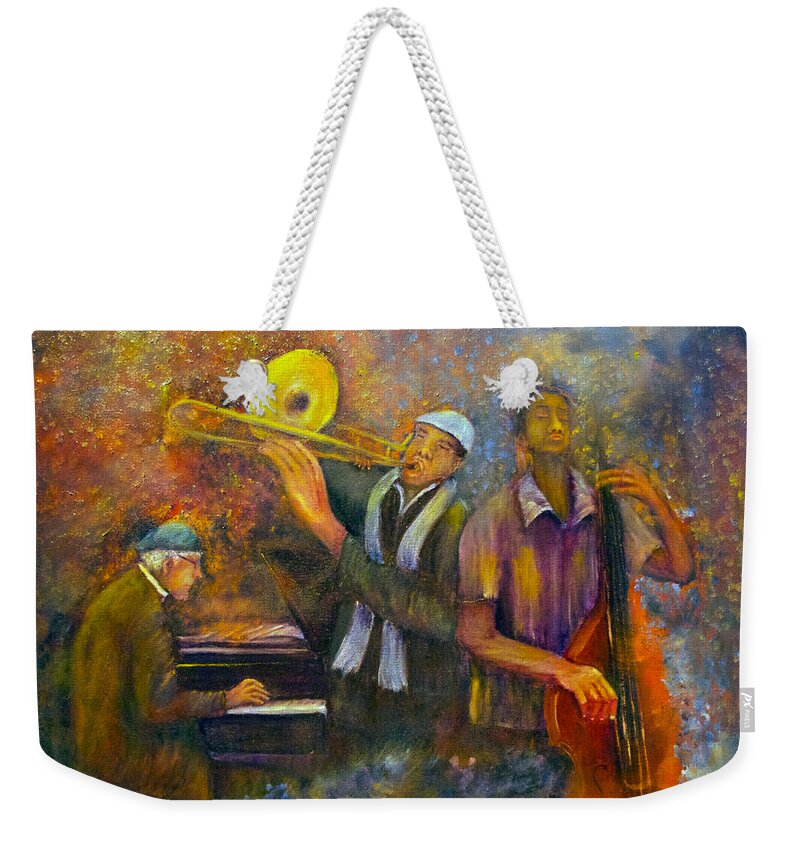 Music Weekender Tote Bag featuring the painting All That Jazz by Loretta Luglio