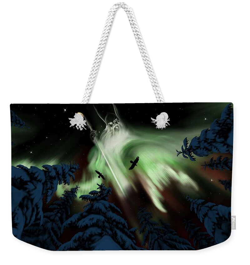 Odin Weekender Tote Bag featuring the digital art Allfather by Norman Klein