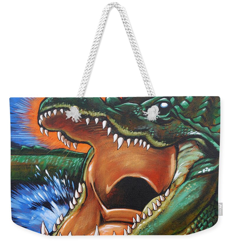 Alligator Weekender Tote Bag featuring the painting Alligator by Glenn Pollard