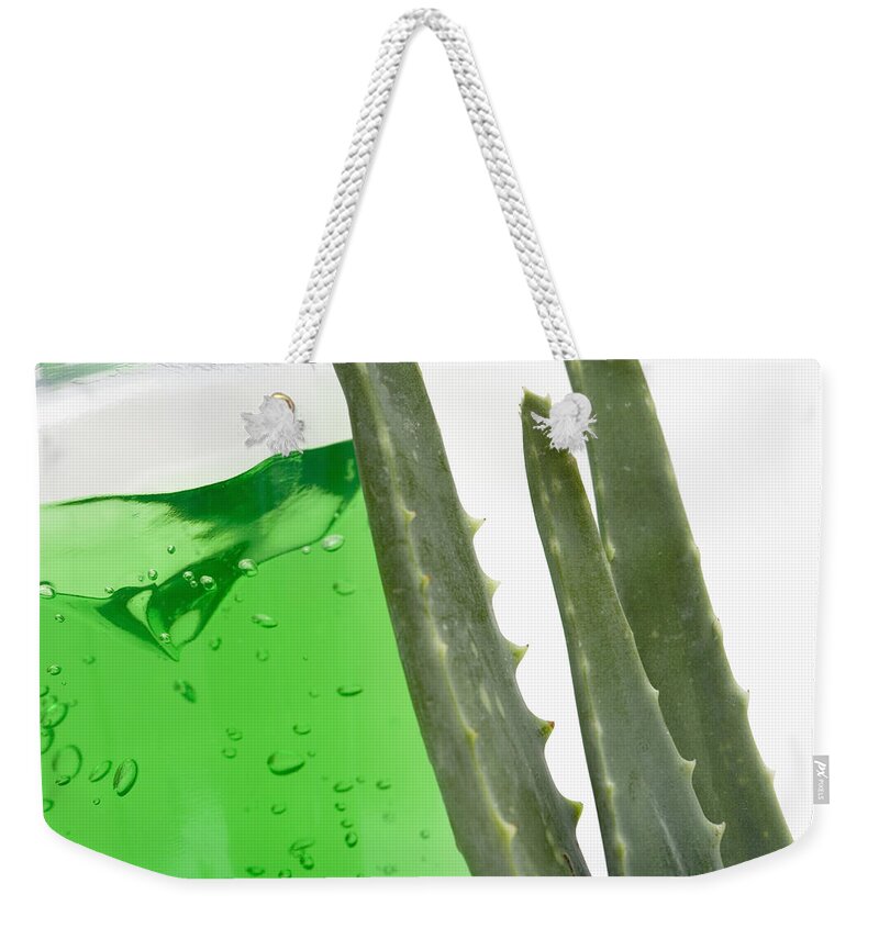 Aloe Vera Plant Weekender Tote Bag featuring the photograph Aloe Vera Plant And Gel by Science Stock Photography
