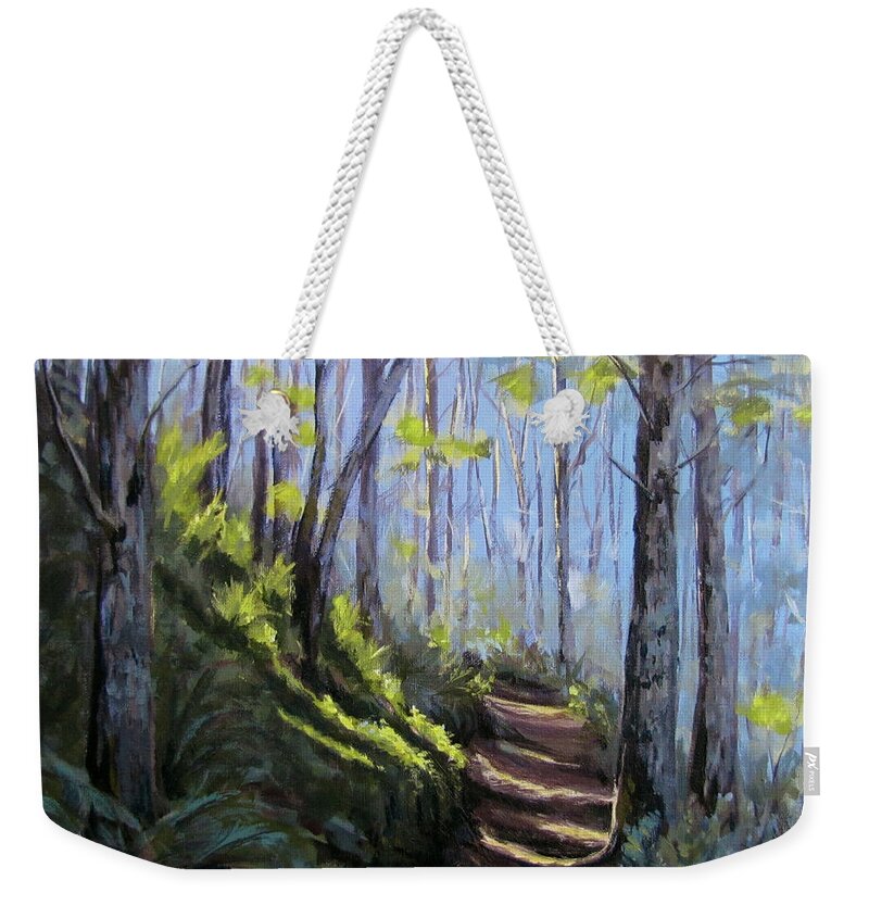 Path Weekender Tote Bag featuring the painting Along the Path by Karen Ilari