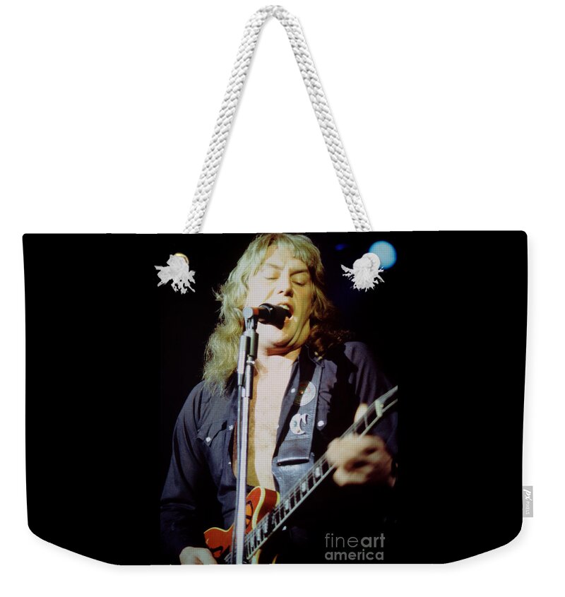 Alvin Lee Weekender Tote Bag featuring the photograph Alvin Lee - Ten Years Later at Oakland Auditorium 1979 by Daniel Larsen