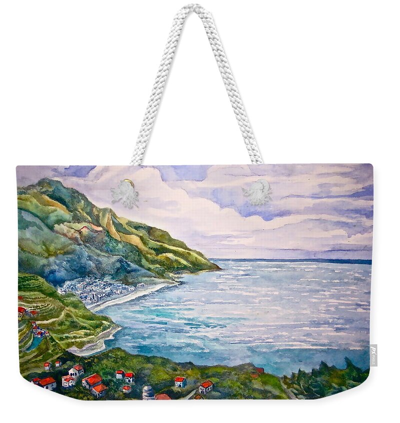  Amalfi Coast Weekender Tote Bag featuring the painting 'Amalfitana' by Kandy Cross