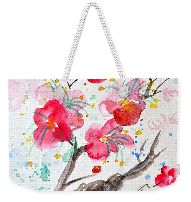 Amami Weekender Tote Bag featuring the painting Amami or Sweetness by Beverley Harper Tinsley