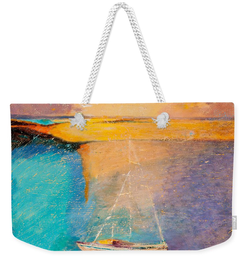 Seascape Weekender Tote Bag featuring the painting Amazing Ocean II by Shijun Munns