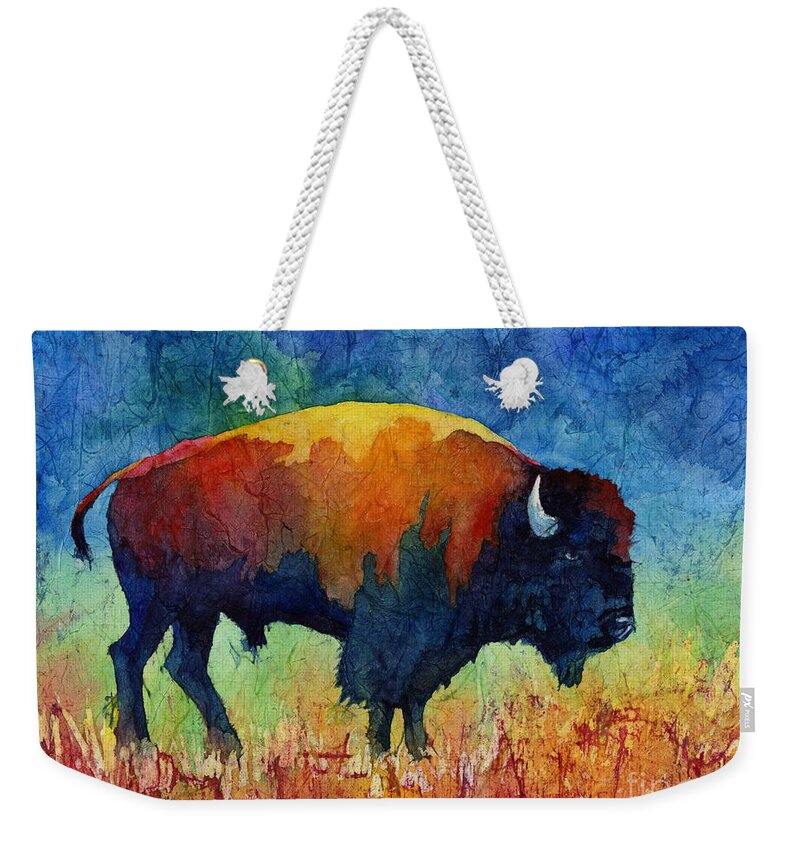 Bison Weekender Tote Bag featuring the painting American Buffalo II by Hailey E Herrera