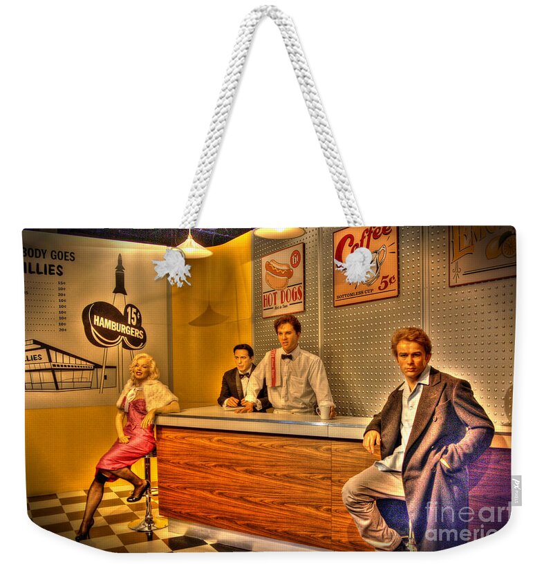 Diner Weekender Tote Bag featuring the digital art American Cinema Icons - 5 and Diner by Dan Stone