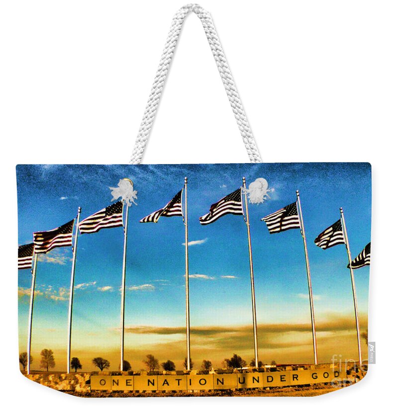 Flag Still Standing Weekender Tote Bag featuring the photograph American Flag - Independence Day by Luther Fine Art