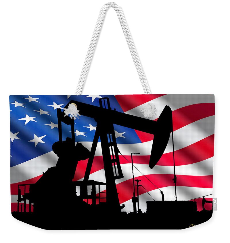 American Oil Weekender Tote Bag featuring the digital art American Oil by Chuck Staley