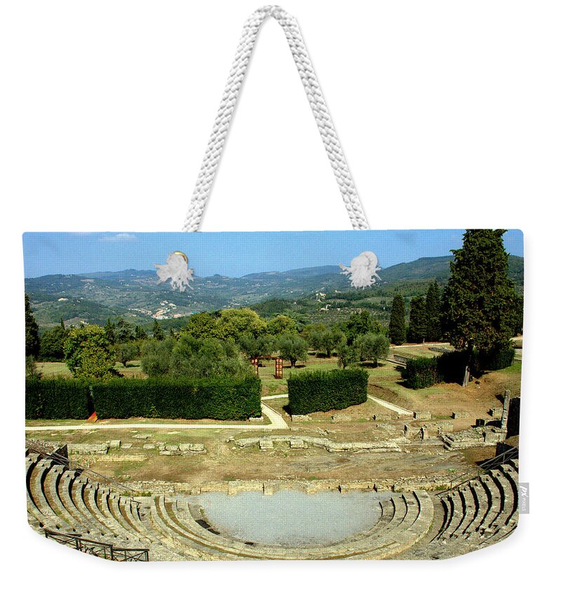 Italy Weekender Tote Bag featuring the photograph Amphitheater in Fiesole Italy by Caroline Stella
