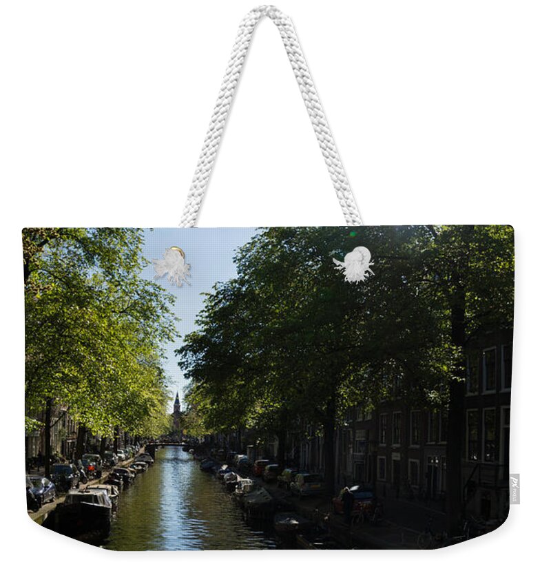 Amsterdam Weekender Tote Bag featuring the photograph Amsterdam Spring - Green Sunny and Beautiful by Georgia Mizuleva