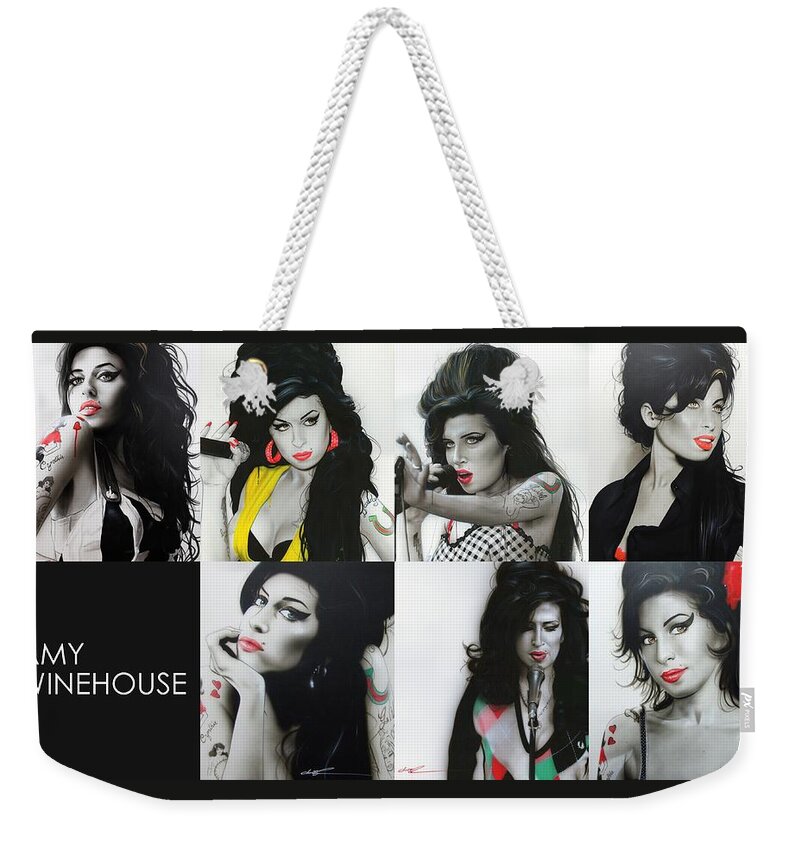 Amy Winehouse Weekender Tote Bag featuring the painting Amy Eternal by Christian Chapman Art
