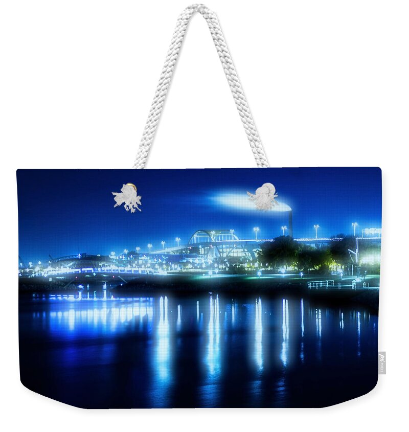 Milwaukee Weekender Tote Bag featuring the photograph An Early Morning look at Industrial Milwaukee with a cool pro-mist filter by Sven Brogren