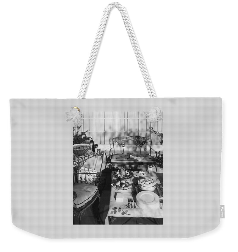 An Outdoor Dining Set Up Weekender Tote Bag