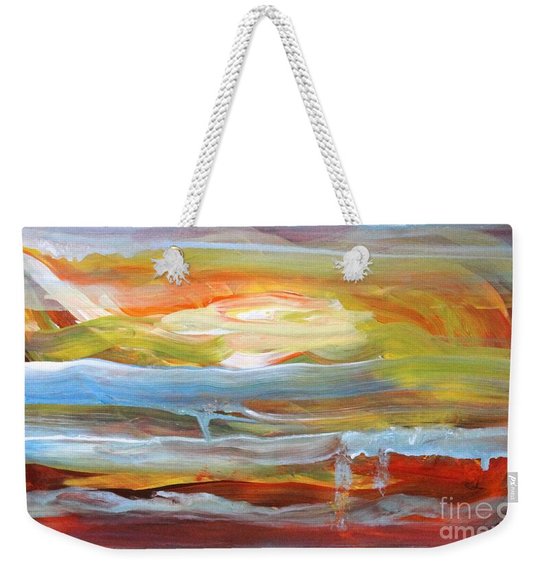 Abstract Weekender Tote Bag featuring the painting Anarchist Sunset by Anne Cameron Cutri