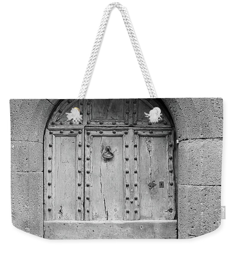Arch Weekender Tote Bag featuring the photograph Ancient French Door In Pézenas by Violettenlandungoy