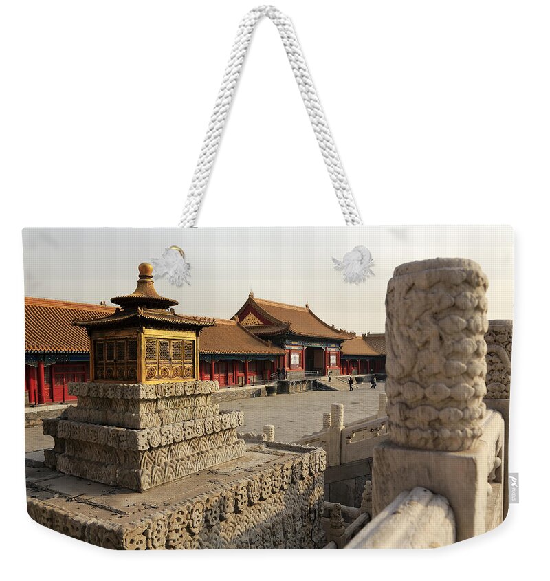 Tranquility Weekender Tote Bag featuring the photograph Ancient Incense Burner by Bruce Yuanyue Bi
