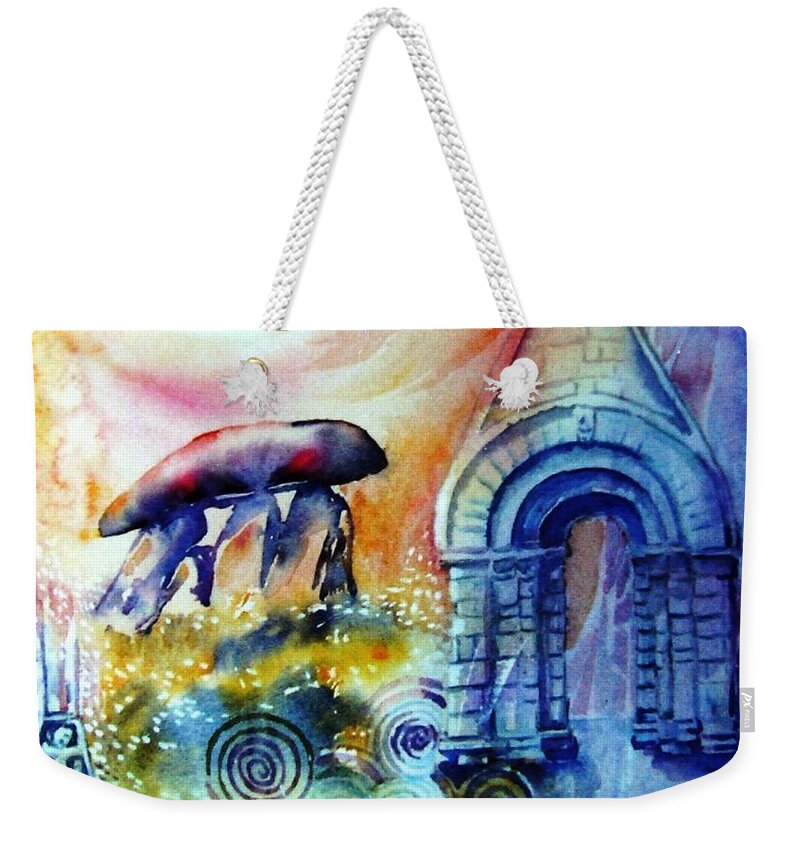 Dolmen Weekender Tote Bag featuring the painting Ancient Stones of Ireland No 2. by Trudi Doyle