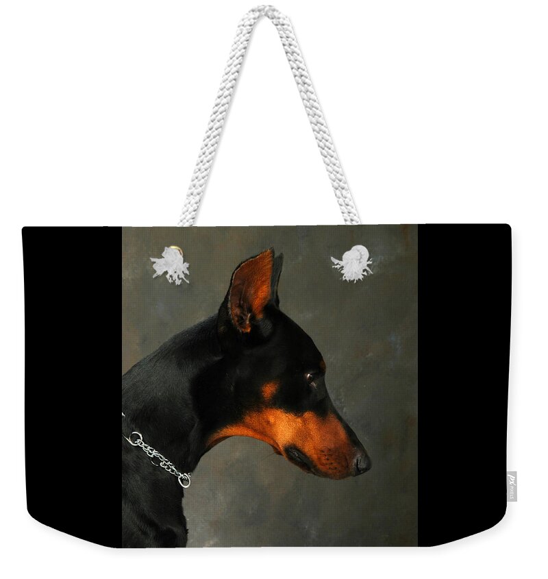 Dobernman Weekender Tote Bag featuring the photograph Andre by Robert Dann