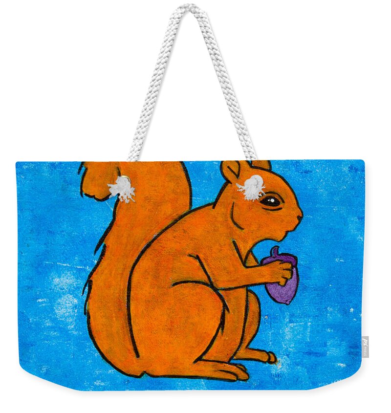  Weekender Tote Bag featuring the painting Andy's squirrel orange by Stefanie Forck