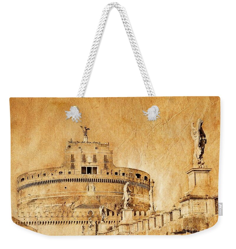 Grunge Weekender Tote Bag featuring the photograph Angels Bridge and Castle by Stefano Senise