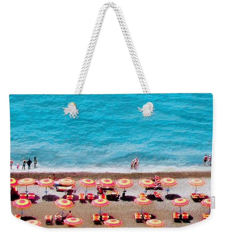 Another Day In Paradise Weekender Tote Bag featuring the digital art Another Day in Paradise-Positano-Digitized by Jennie Breeze