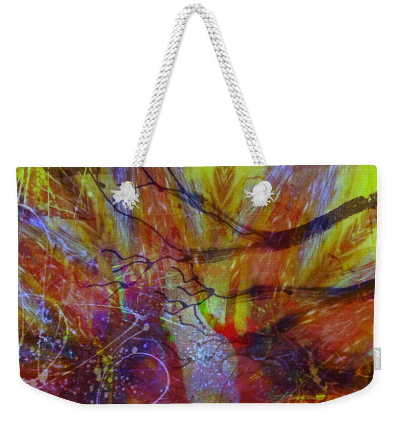 Fania Simon Weekender Tote Bag featuring the mixed media Another Kind of Storm by Fania Simon