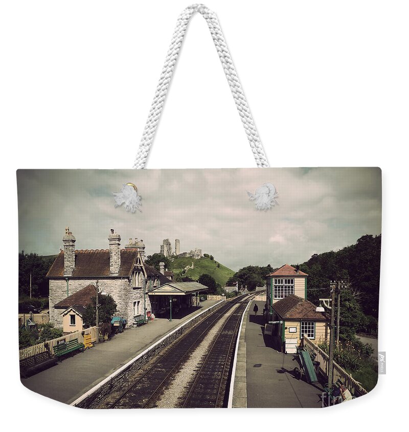 Corfe Weekender Tote Bag featuring the photograph Antique Corfe Castle by Linsey Williams