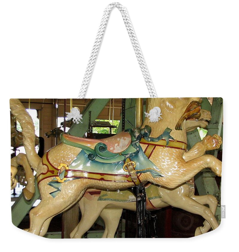 Cat Weekender Tote Bag featuring the photograph Antique Dentzel Menagerie Carousel Cat by Rose Santuci-Sofranko
