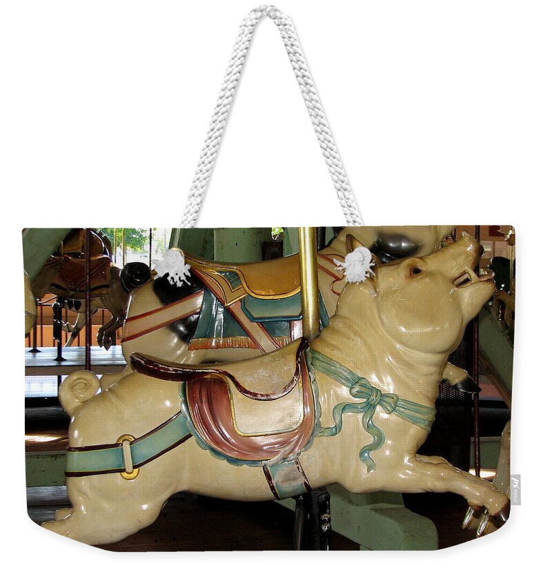 Pig Weekender Tote Bag featuring the photograph Antique Dentzel Menagerie Carousel Pigs by Rose Santuci-Sofranko