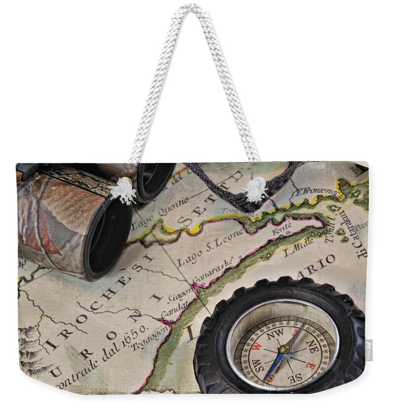 Map Weekender Tote Bag featuring the photograph Antique Italian Map Upstate New York by Marianne Campolongo