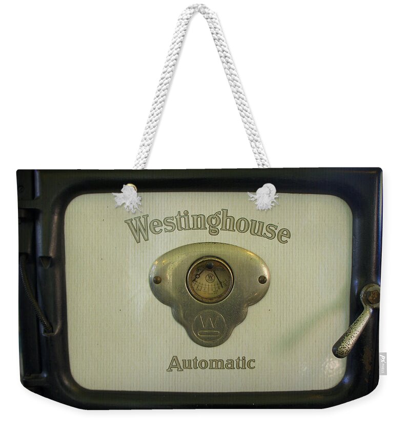 Oven Weekender Tote Bag featuring the photograph Antique Westinghouse by Laurie Perry
