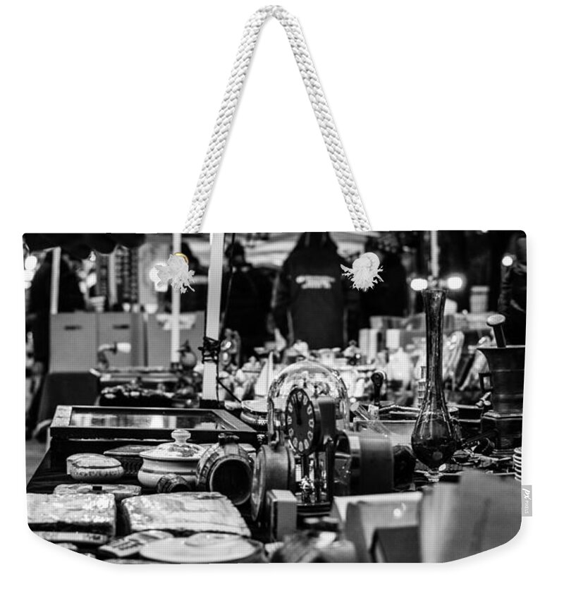 Market Weekender Tote Bag featuring the photograph Antiques Market by AM FineArtPrints