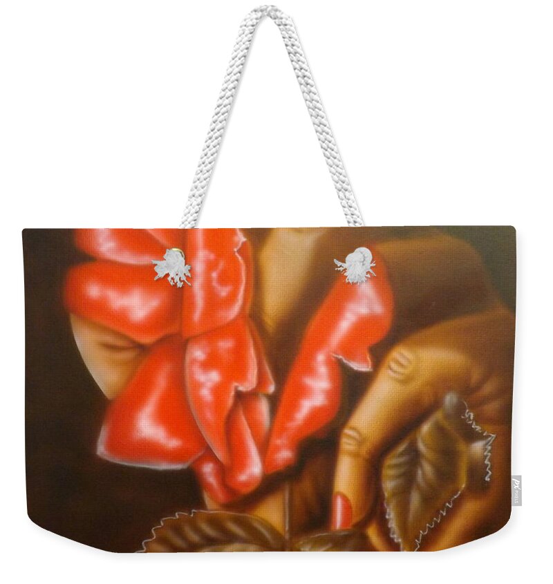 Apology Not Accepted Weekender Tote Bag featuring the painting Apology Not Accepted by Darren Robinson
