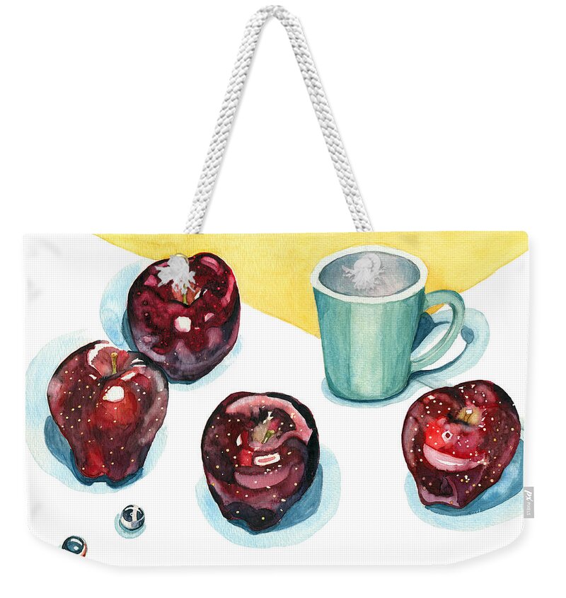 Apples Weekender Tote Bag featuring the painting Apples by Katherine Miller