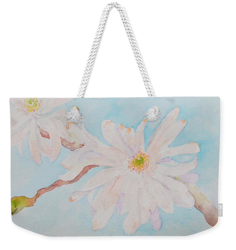Magnolia Weekender Tote Bag featuring the painting April 1st by Beverley Harper Tinsley