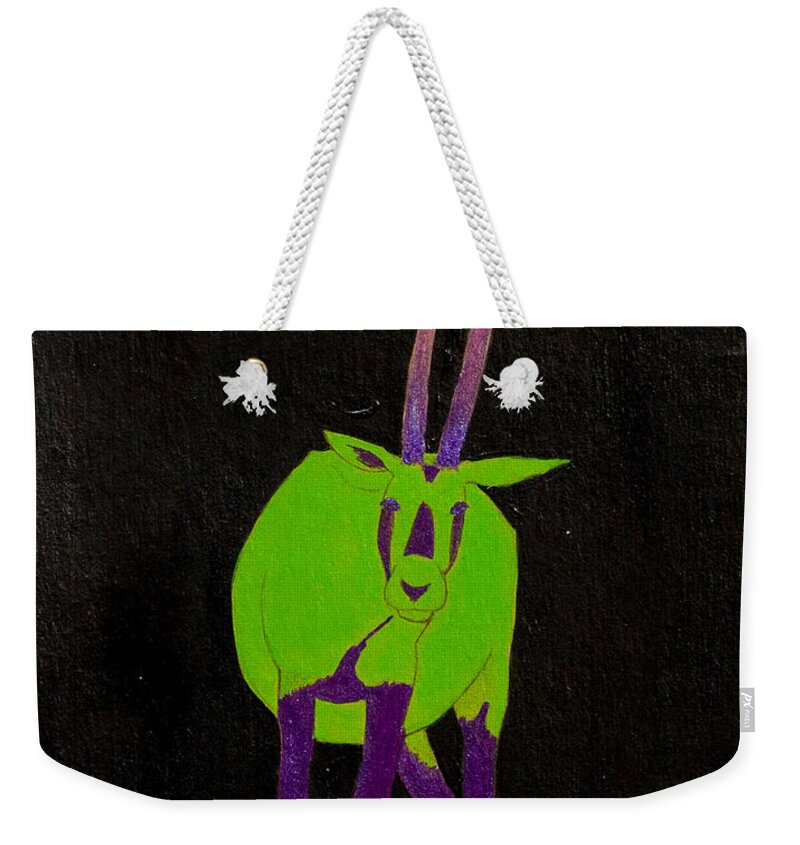  Weekender Tote Bag featuring the painting Arabian Oryx by Stefanie Forck
